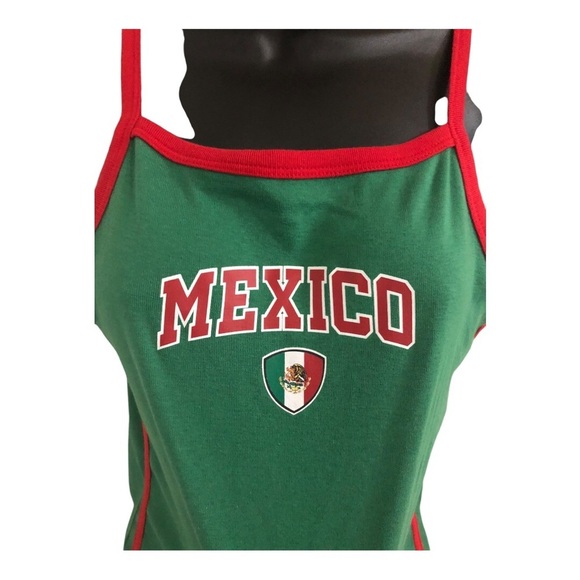 Super cute green red trim Mexico print tank top cami size XS brand new - Picture 3 of 12